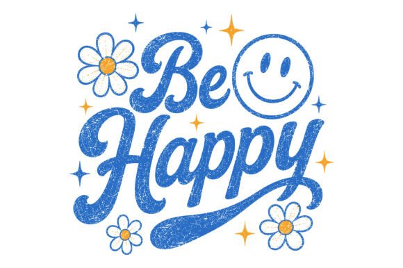 Be Happy Retro Smiley Flower Design – Lively Graphics for T-Shirt & Blog Design