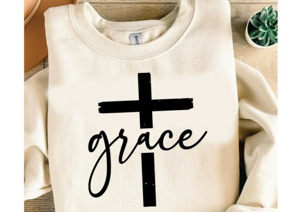 Elegant Grace Christian PNG Cross Design for T-Shirt & Blog Graphics