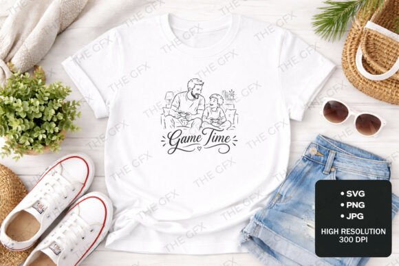 Father and Son Game Time T-Shirt Design – A Heartfelt Graphic for Local Branding
