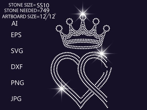 Rhinestone Crown and Heart Design – Glamorous Graphics for T-Shirt Designs & Craft Projects