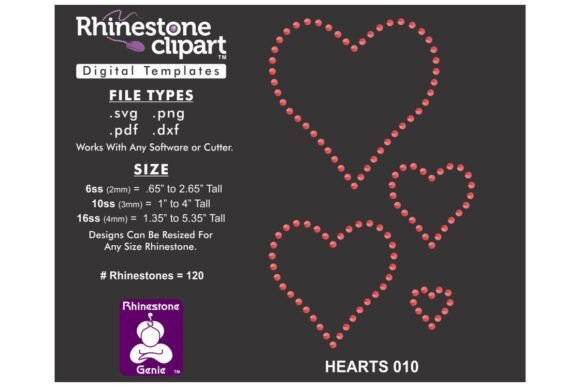 Rhinestone Template Design HEARTS 010: Elegant Graphics for T-Shirt Designs & Brand Packaging
