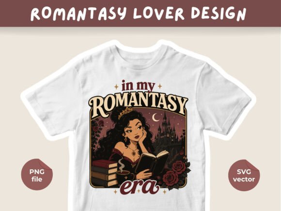 Romantasy Era Retro Princess Design PNG for T-Shirt Designs & Graphics