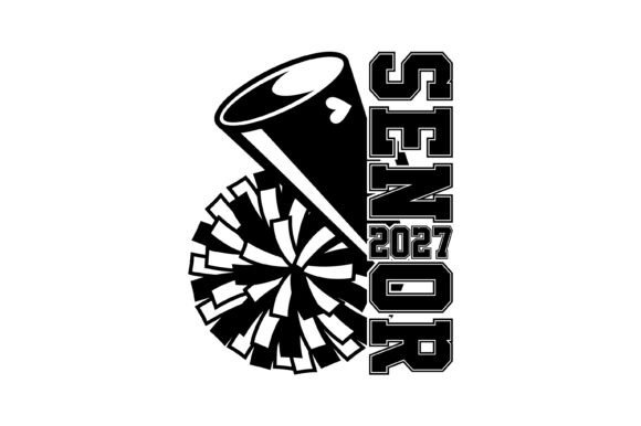 Senior 2027 Cheer Megaphone Design: A Vibrant Graphic for School Spirit and T-Shirt Branding