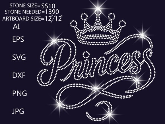 Sparkling Princess Crown Design: A Glittering Graphic for T-Shirt Branding
