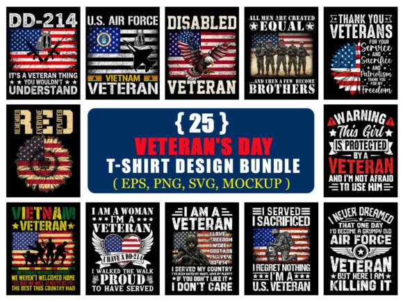 Veteran’s Day T-Shirt Design Bundle: Graphics That Honor Service with Style